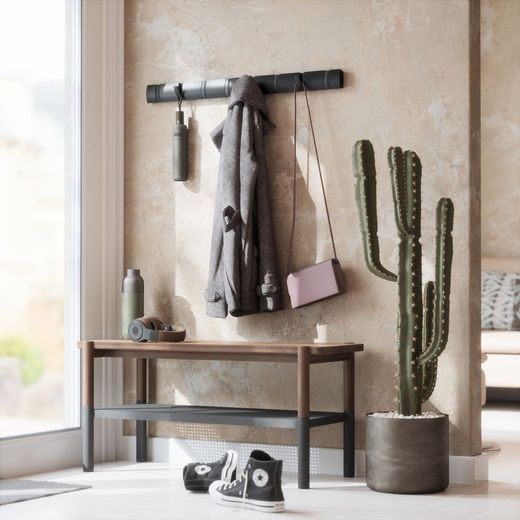 Portabastoni, 81 x 3 x 6 cm, in legno di pioppo nero | Collezione Flip