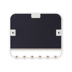 Portabastoni con specchio, 46 x 10 x 41 cm, in legno di faggio naturale e bianco | Collezione Estique