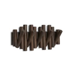 Perchero de pared, 38 x 4 x 17 cm, de madera de pino en marrón | Colección Picket