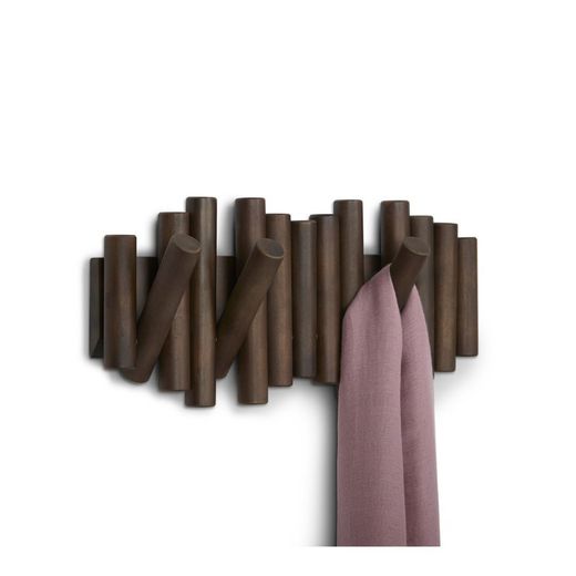 Portabastoni da parete, 38 x 4 x 17 cm, in legno di pino marrone | Collezione Picket