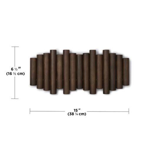 Portabastoni da parete, 38 x 4 x 17 cm, in legno di pino marrone | Collezione Picket