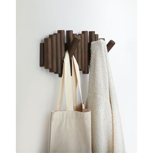Portabastoni da parete, 38 x 4 x 17 cm, in legno di pino marrone | Collezione Picket