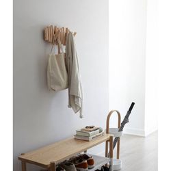 Portabastoni da parete, 38 x 4 x 17 cm, in legno di pino naturale | Collezione Picket