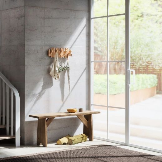 Portabastoni da parete, 38 x 4 x 17 cm, in legno di pino naturale | Collezione Picket