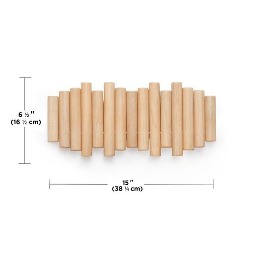 Portabastoni da parete, 38 x 4 x 17 cm, in legno di pino naturale | Collezione Picket