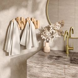 Portabastoni da parete, 38 x 4 x 17 cm, in legno di pino naturale | Collezione Picket