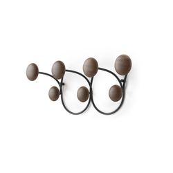 Portabastoni da parete, 43 x 10 x 17 cm, in acciaio nero e naturale | Collezione Dotsy