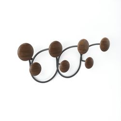 Portabastoni da parete, 43 x 10 x 17 cm, in acciaio nero e naturale | Collezione Dotsy