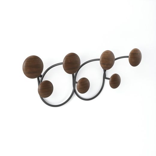 Portabastoni da parete, 43 x 10 x 17 cm, in acciaio nero e naturale | Collezione Dotsy