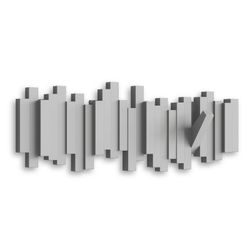 Portabastoni da parete, 49 x 18 x 3 cm, in ABS e polipropilene grigio | Collezione Stick