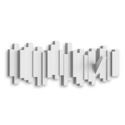 Perchero de pared, 49 x 3 x 18 cm, de abs y polipropileno en blanco | Colección Stick