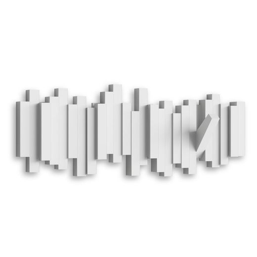 Perchero de pared, 49 x 3 x 18 cm, de abs y polipropileno en blanco | Colección Stick