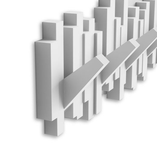 Perchero de pared, 49 x 3 x 18 cm, de abs y polipropileno en blanco | Colección Stick