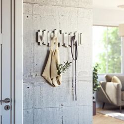 Perchero de pared, 49 x 3 x 18 cm, de abs y polipropileno en blanco | Colección Stick