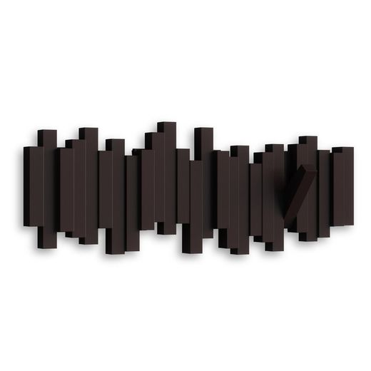 Portabastoni da parete, 49 x 3 x 18 cm, in ABS e polipropilene marrone | Collezione Stick