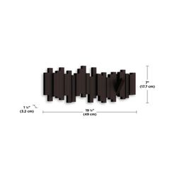 Portabastoni da parete, 49 x 3 x 18 cm, in ABS e polipropilene marrone | Collezione Stick