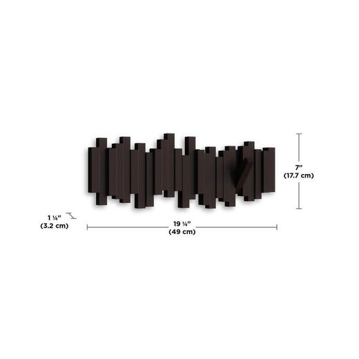 Portabastoni da parete, 49 x 3 x 18 cm, in ABS e polipropilene marrone | Collezione Stick