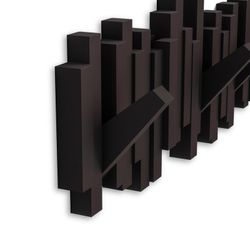 Portabastoni da parete, 49 x 3 x 18 cm, in ABS e polipropilene marrone | Collezione Stick