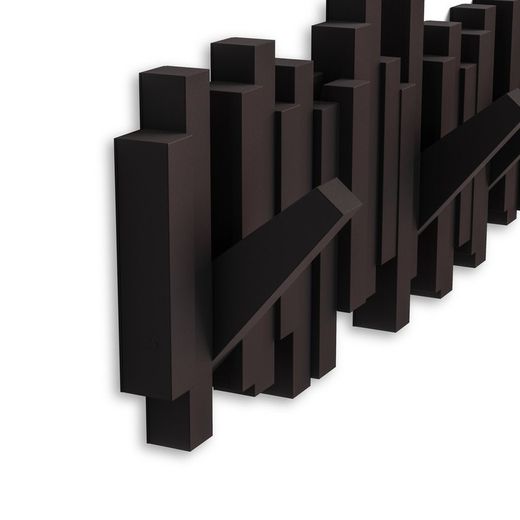 Portabastoni da parete, 49 x 3 x 18 cm, in ABS e polipropilene marrone | Collezione Stick