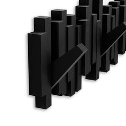 Portabastoni da parete, 49 x 3 x 18 cm, in ABS e polipropilene nero | Collezione Stick