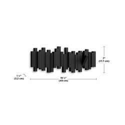 Portabastoni da parete, 49 x 3 x 18 cm, in ABS e polipropilene nero | Collezione Stick