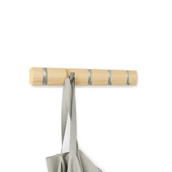 Perchero de pared, 51 x 3 x 6,5 cm, de madera de álamo y abs en natural | Colección Flip