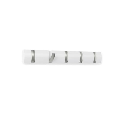 Portabastoni da parete, 51 x 6 x 3 cm, in legno di pioppo e ABS bianco | Collezione Flip