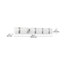 Portabastoni da parete, 51 x 6 x 3 cm, in legno di pioppo e ABS bianco | Collezione Flip