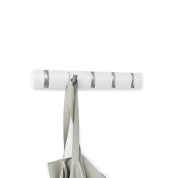 Portabastoni da parete, 51 x 6 x 3 cm, in legno di pioppo e ABS bianco | Collezione Flip