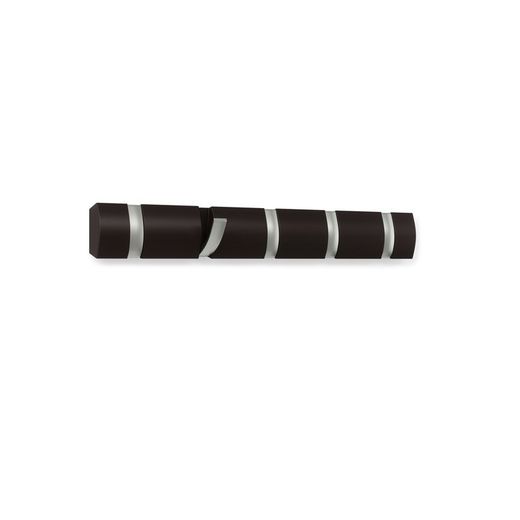 Portabastoni da parete, 51 x 6 x 3 cm, in legno di pioppo e ABS nero | Collezione Flip
