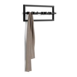 Portabastoni da parete, 53 x 6 x 15 cm, in acciaio nero | Collezione Cubiko