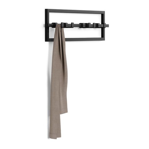 Portabastoni da parete, 53 x 6 x 15 cm, in acciaio nero | Collezione Cubiko