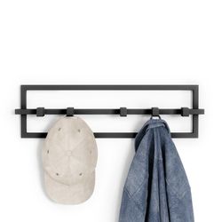 Portabastoni da parete, 53 x 6 x 15 cm, in acciaio nero | Collezione Cubiko