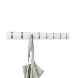 Portabastoni da parete, 81 x 6 x 3 cm, in legno di pioppo e ABS bianco | Collezione Flip