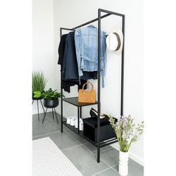 Portabastoni da terra, 101 x 38 x 170 cm, in acciaio e legno nero | Collezione Vita