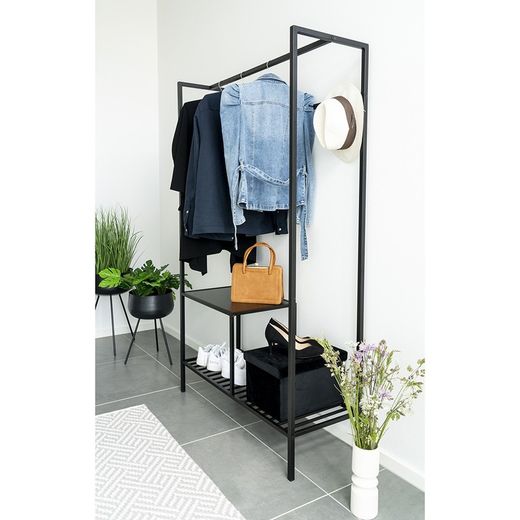Portabastoni da terra, 101 x 38 x 170 cm, in acciaio e legno nero | Collezione Vita