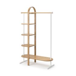 Portabastoni da terra, 106 x 39 x 167 cm, in legno di eucalipto naturale e bianco | Collezione Bellwood
