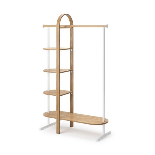 Portabastoni da terra, 106 x 39 x 167 cm, in legno di eucalipto naturale e bianco | Collezione Bellwood