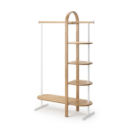 Portabastoni da terra, 106 x 39 x 167 cm, in legno di eucalipto naturale e bianco | Collezione Bellwood