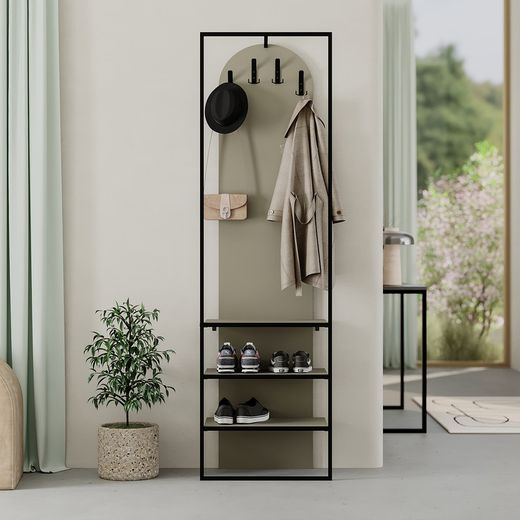 Portabastoni da terra, 53 x 31,7 x 180 cm, in legno e metallo, verde e nero | Collezione Edora