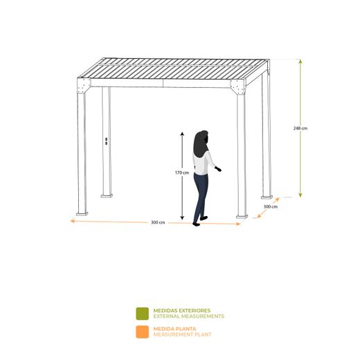 Pérgola Bioclimática Somerset 3x3 con Lamas Ajustables y LED - 9m²