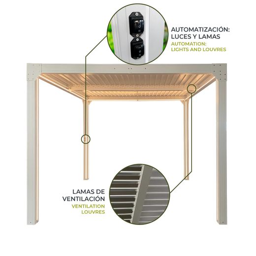 Pérgola Bioclimática Somerset 3x3 con Lamas Ajustables y LED - 9m²