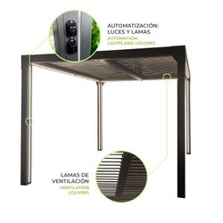 Pérgola Bioclimática Gardiun Somerset 300x300x248 cm (9m²) en Aluminio Antracita con Lamas Ajustables e Iluminación LED | Cenador de Exterior Moderno y Funcional