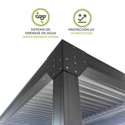 Pérgola Bioclimática Gardiun Somerset 300x300x248 cm (9m²) en Aluminio Antracita con Lamas Ajustables e Iluminación LED | Cenador de Exterior Moderno y Funcional