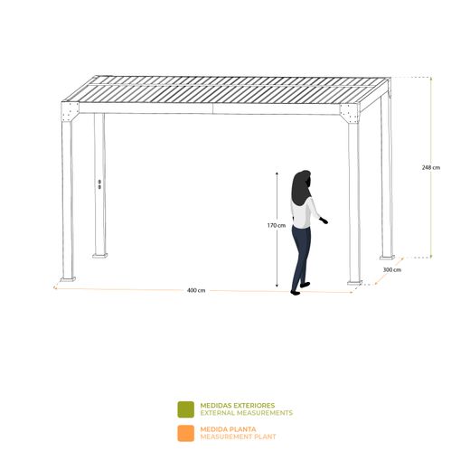 Pérgola Bioclimática Somerset 3x4 - 12m² Aluminio Antracita con Lamas y LED