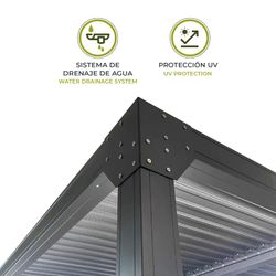 Pérgola Bioclimática Somerset 3x4 - 12m² Aluminio Antracita con Lamas y LED