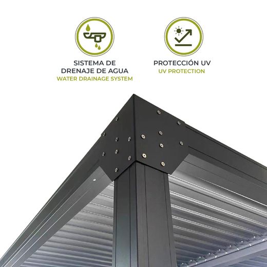 Pérgola Bioclimática Somerset 3x4 - 12m² Aluminio Antracita con Lamas y LED