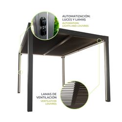 Pérgola Bioclimática Somerset 3x4 - 12m² Aluminio Antracita con Lamas y LED