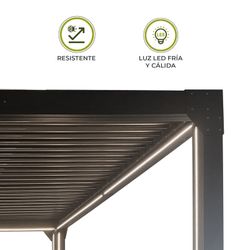Pérgola Bioclimática Somerset 3x4 - 12m² Aluminio Antracita con Lamas y LED