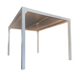 Bioklimatische Pergola Somerset 3x4 aus weißem Aluminium mit Lamellen und LED